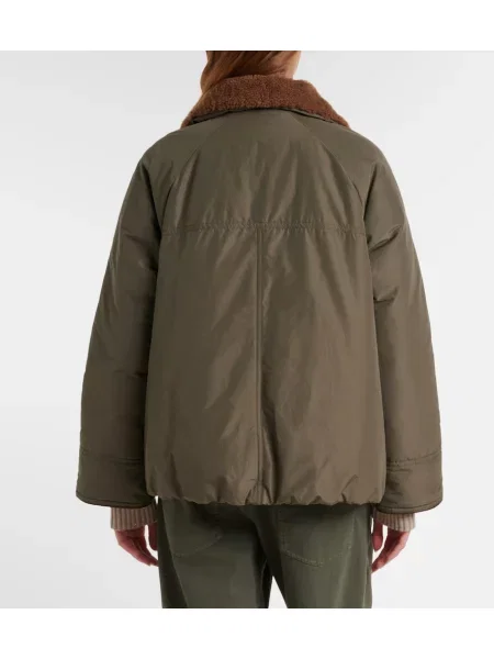 Geacă Brunello Cucinelli din piele de oaie verde