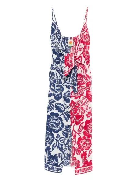 Rochie midi Farm Rio cu model floral până la genunchi de costum alb