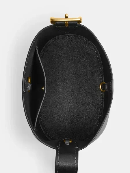 Кожаная сумка ведро Coach серая