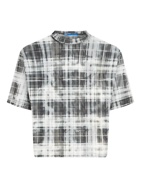 Tricou Karl Lagerfeld Jeans în carouri plasă alb