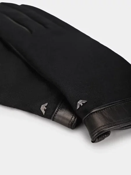 Кожаные перчатки Emporio Armani черные