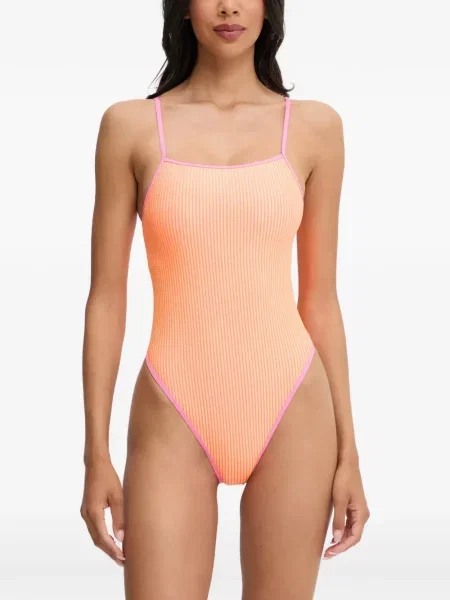 Slip de baie Nike cu gât halter cu imagine cu imprimeu geometric negru