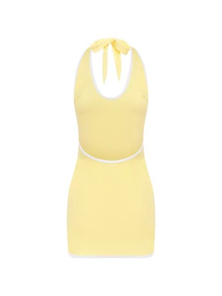 Rochie mini Fae Swim cu gât halter de costum mini galben