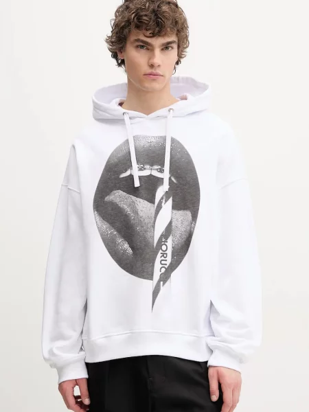 Кофта Fiorucci Mouth Print Relaxed Fit Hoodie з капюшоном з принтом білий