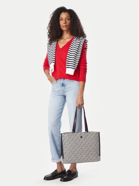 Torbica Tommy Hilfiger Th Jacquard Tote plava