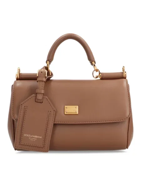 Torebka skórzana Dolce And Gabbana skórzana brązowa