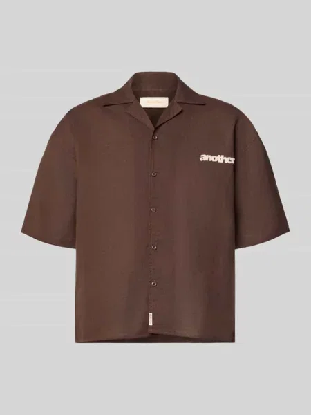 Koszula lniana o kroju relaxed fit z wyhaftowanym logo Another Cotton Lab