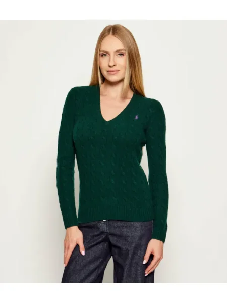 POLO RALPH LAUREN De lână pulover KIMBERLY | cu adaos de cașmir verde