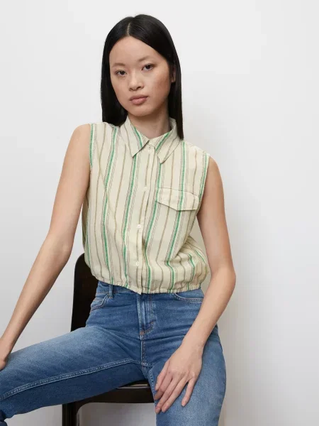 Marc O’Polo Блуза з коротким рукавом без підкладки бежевий