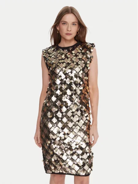 LOLA CASADEMUNT Koktel haljina Srebrna zlatna