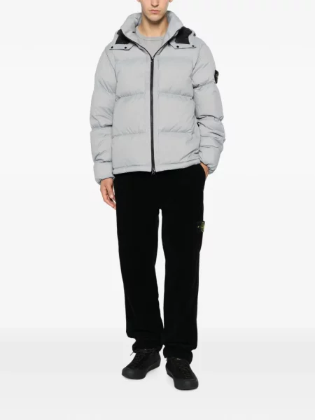 Geacă Stone Island cu glugă cu strasuri gri