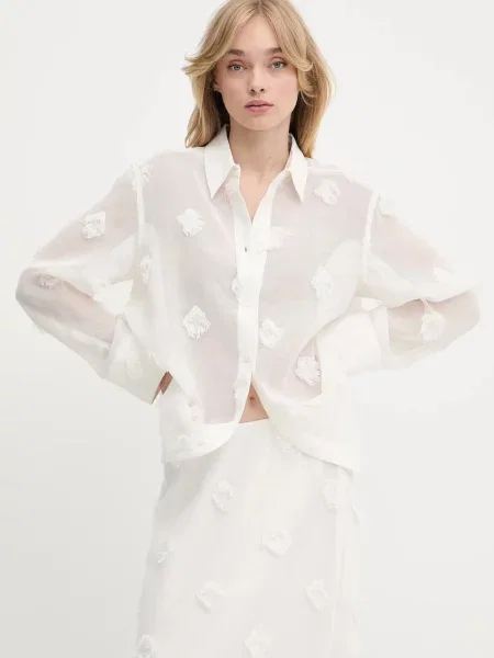 Samsoe Samsoe koszula SANOT relaxed z kołnierzykiem klasycznym beżowy