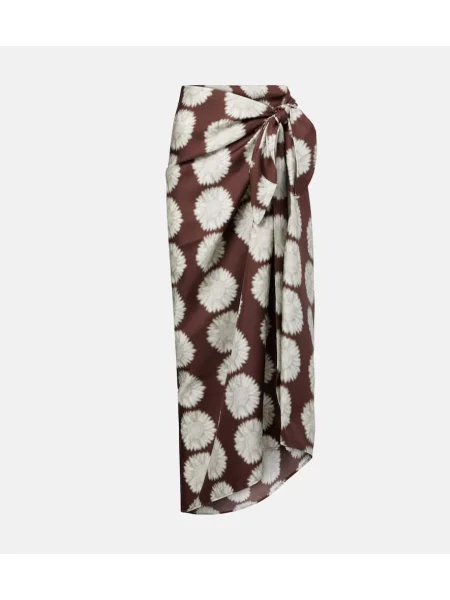 Fustă Asceno de mătase cu imagine maro