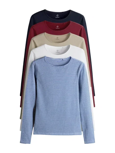 The Set Tričko námořnická modř / světlemodrá / cappuccino / burgundská červeň bílá