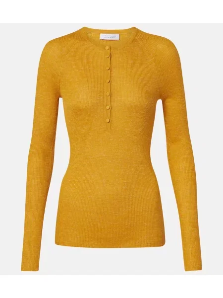 Cămașă Gabriela Hearst de mătase cu guler henley portocaliu