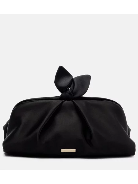 Pisemska torbica Aquazzura z lokom iz rebrastega žameta vezi črna