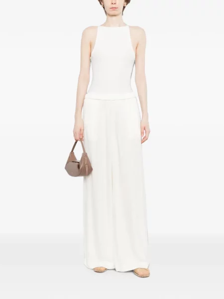 Pantaloni James Perse din satin alb