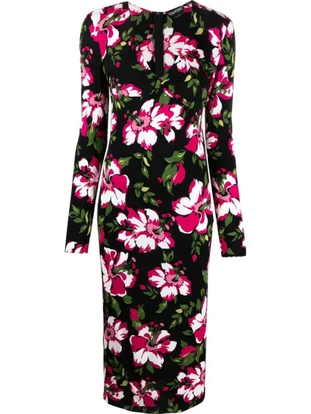 Rochie Tom Ford cu model floral cu imagine de costum negru
