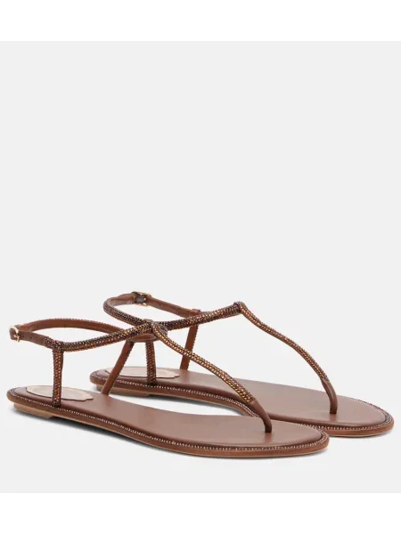 Chiloți tanga Rene Caovilla din satin maro