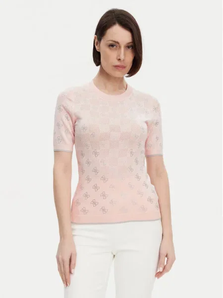 Пуловер Guess ROSIE дамски от лека материя розово