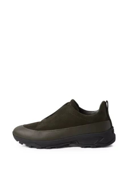 Sneakerși Zegna din piele de căprioară verde