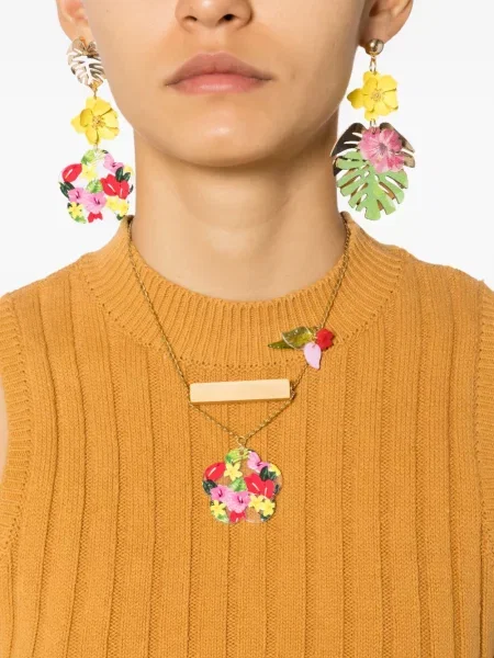 Cercei Amir Slama cu model floral cu aplicații