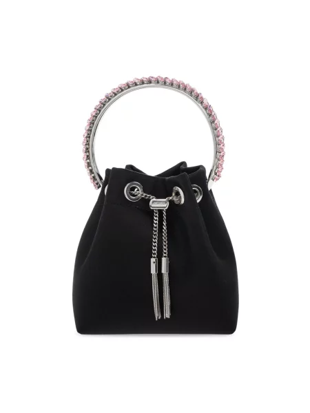 Satynowa torebka bucket Jimmy Choo elegancka czarna