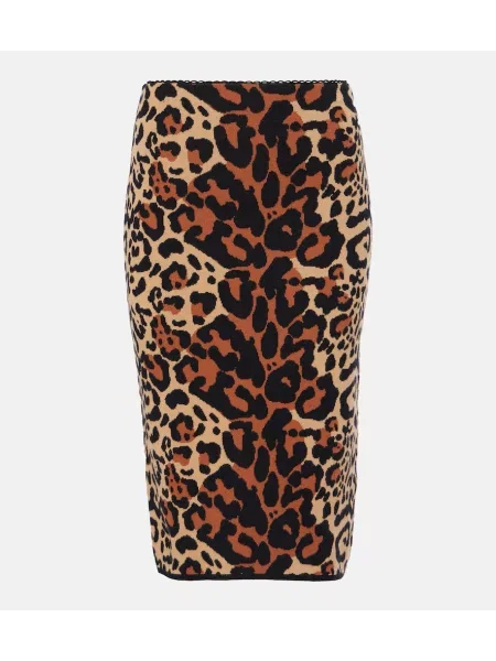 Fustă tip creion Blumarine cu imagine cu model leopard din jacard maro