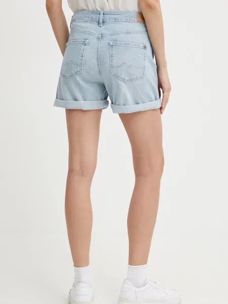 Džínové šortky Pepe Jeans SKINNY SHORT HW hladké high waist modré
