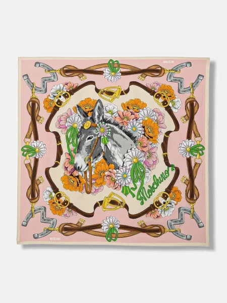 Fular Moschino de mătase roz