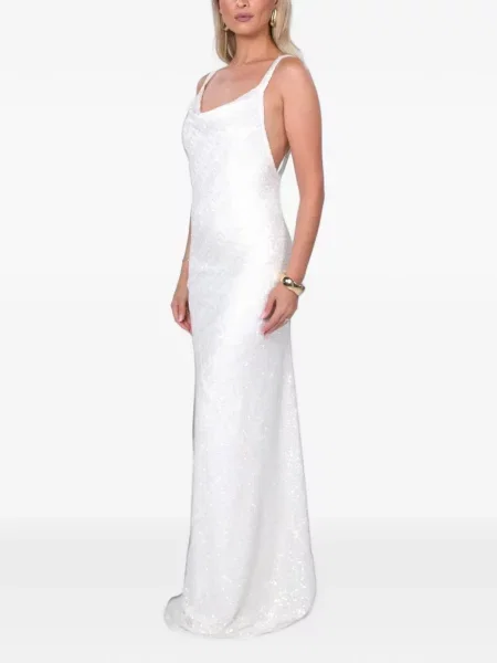 Rochie maxi Roserry cu paiete alb