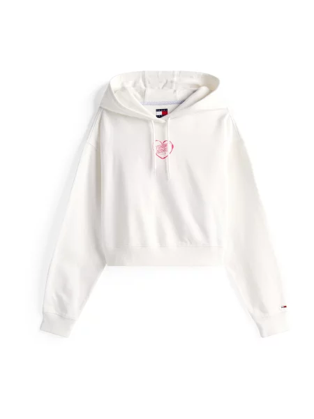 Geacă de blugi Tommy Jeans cu motiv cu inimi alb