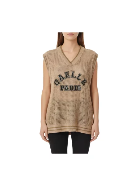Dzianinowy sweter Gaëlle Paris beżowy