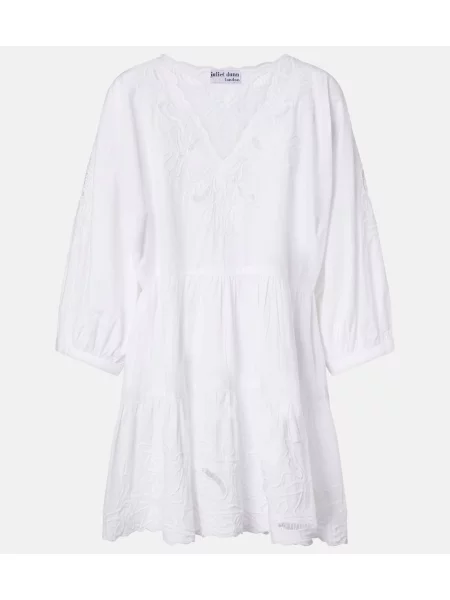 Rochie Juliet Dunn cu broderie din poplin alb