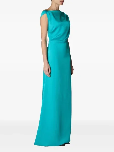 Sukienka Del Core drapowana garniturowa niebieska