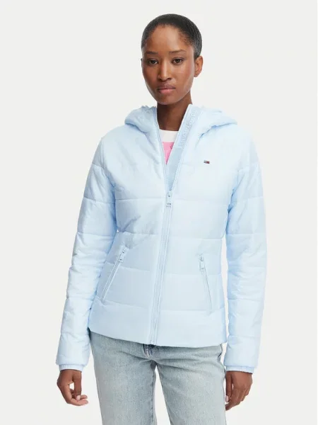 Tommy Jeans Demisezoninė striukė Šviesiai mėlyna