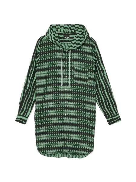 Cămașă Comme Des Garcons Homme Plus cu glugă cu imagine cu imprimeu geometric verde
