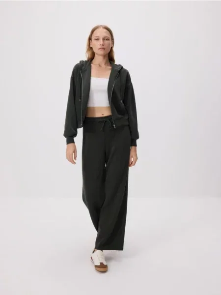 Reserved Rozpinana bluza z modalem ciemnozielony