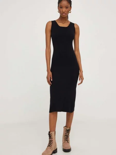 Answear Lab sukienka i kardigan czarny