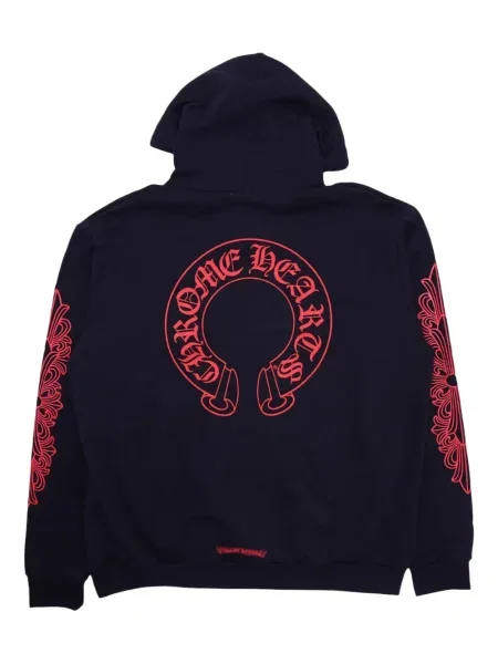 Hanorac cu glugă Chrome Hearts cu motiv cu inimi cu autograf albastru
