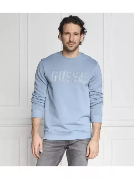 GUESS Hanorac BEAU CN FLEECE albastru