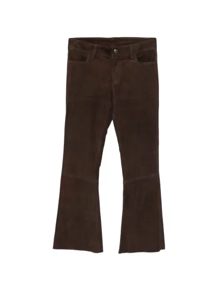Pantaloni Avant Toi din piele de căprioară evazate maro