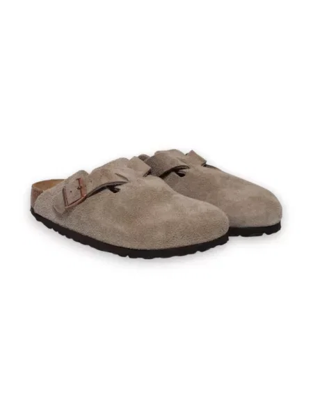 Klapki Birkenstock zamszowe beżowe