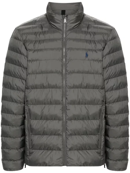 Къс тениска Polo Ralph Lauren с принт от джърси сиво