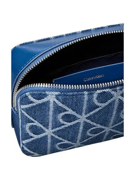 Geantă Calvin Klein Emblem Aop Denim Cam Blue Universal albastru