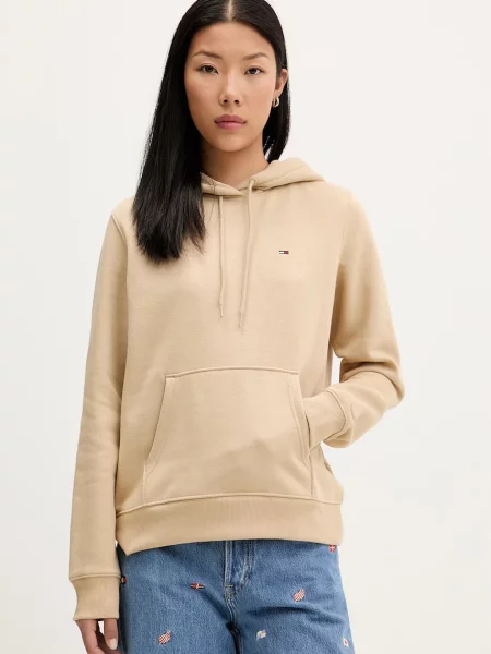 Tommy Jeans dukserica za žene s pamukom bež