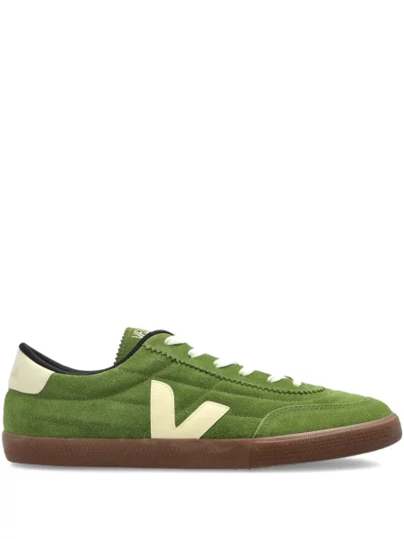 Sneakerși Veja din piele de căprioară verde