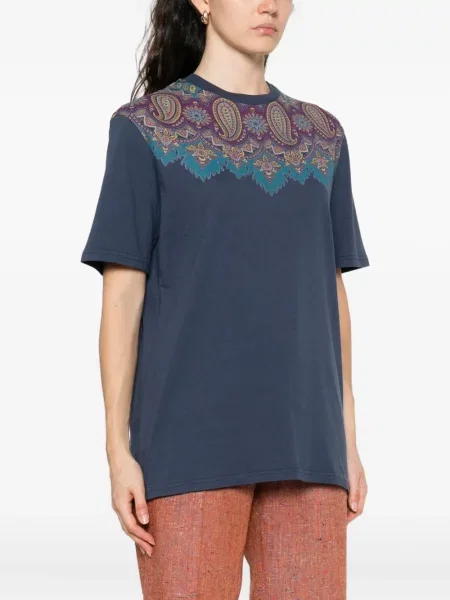 Tricou Etro cu imagine cu model paisley albastru