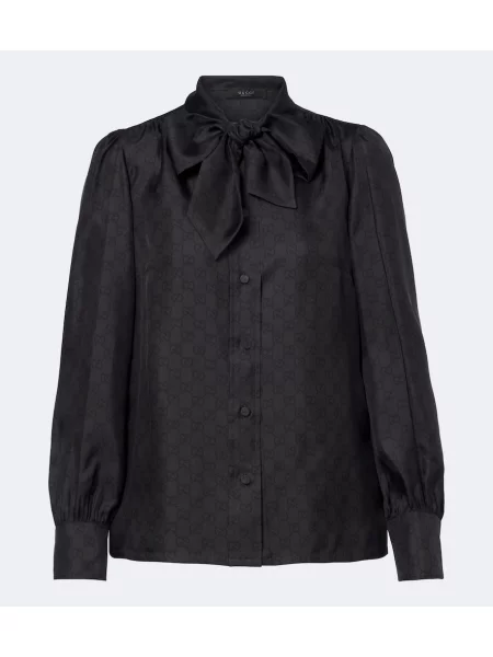 Bluză Gucci de mătase cu legături negru