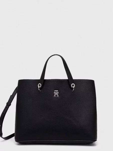 Tommy Hilfiger Geantă Th Emblem Satchel negru
